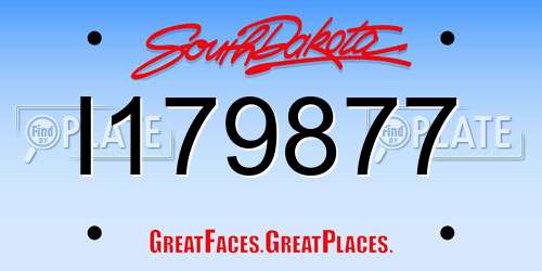 I179877 South Dakota License Plate