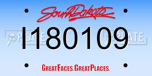 I180109 South Dakota License Plate