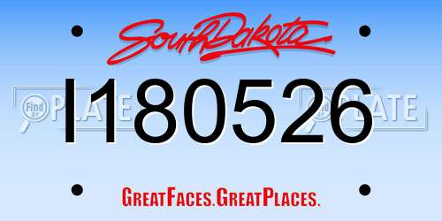 I180526 South Dakota License Plate