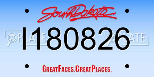 I180826 South Dakota License Plate