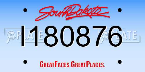 I180876 South Dakota License Plate