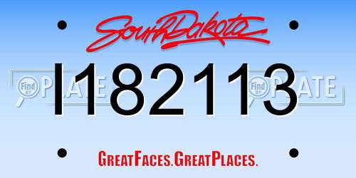 I182113 South Dakota License Plate