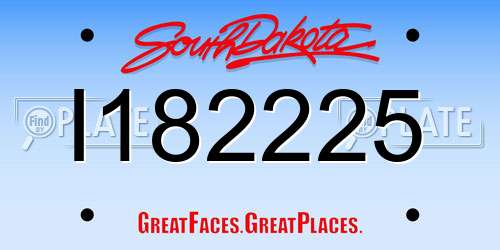 I182225 South Dakota License Plate