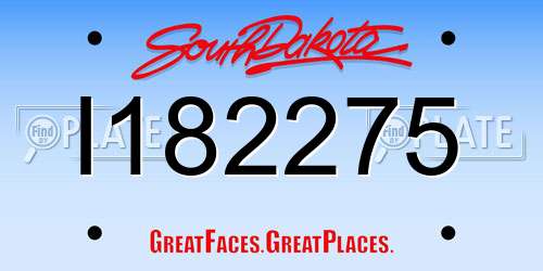 I182275 South Dakota License Plate