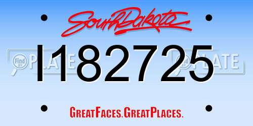 I182725 South Dakota License Plate