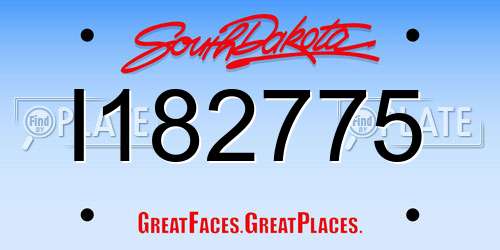 I182775 South Dakota License Plate