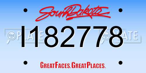 I182778 South Dakota License Plate