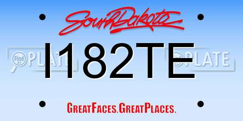I182TE South Dakota License Plate