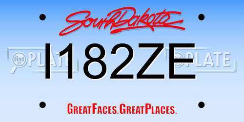 I182ZE South Dakota License Plate
