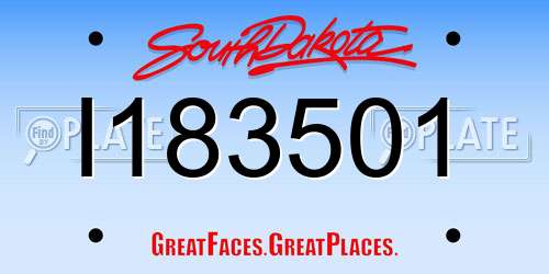 I183501 South Dakota License Plate
