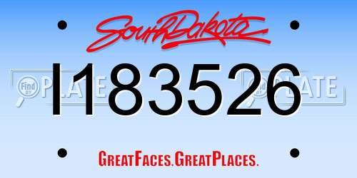 I183526 South Dakota License Plate