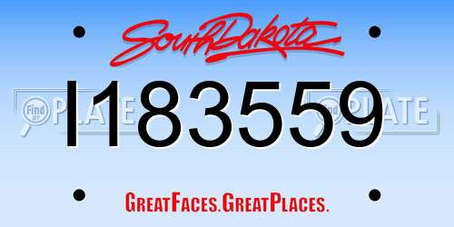 I183559 South Dakota License Plate