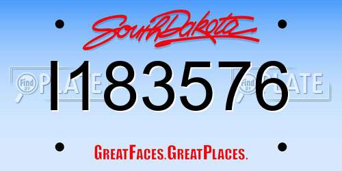 I183576 South Dakota License Plate