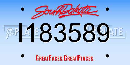 I183589 South Dakota License Plate