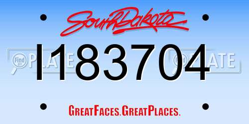 I183704 South Dakota License Plate