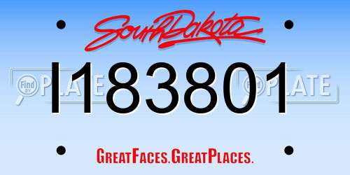 I183801 South Dakota License Plate