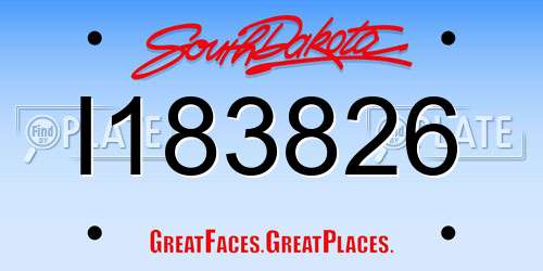 I183826 South Dakota License Plate