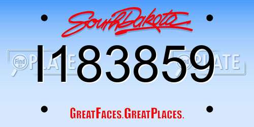 I183859 South Dakota License Plate