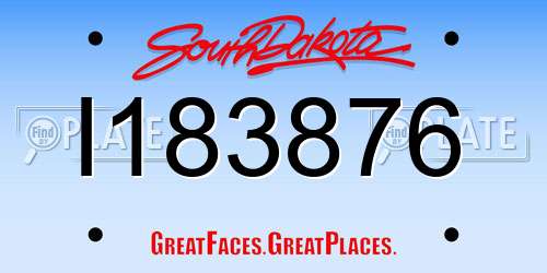 I183876 South Dakota License Plate