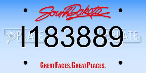 I183889 South Dakota License Plate