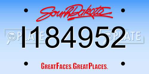 I184952 South Dakota License Plate