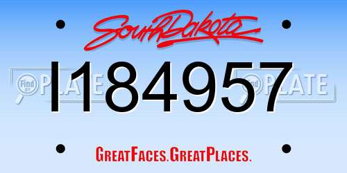 I184957 South Dakota License Plate