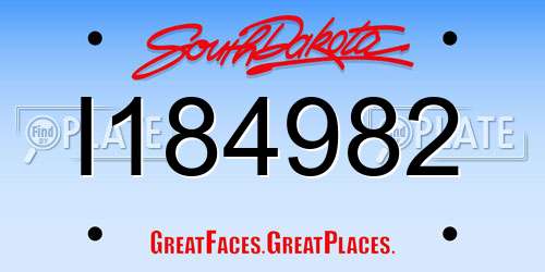 I184982 South Dakota License Plate