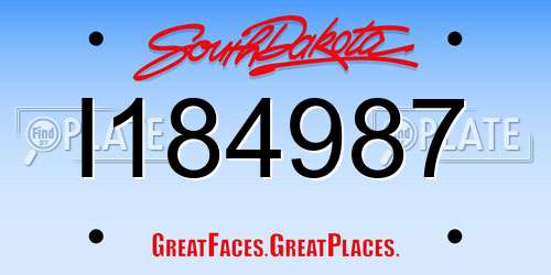 I184987 South Dakota License Plate