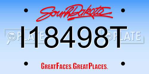 I18498T South Dakota License Plate