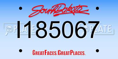 I185067 South Dakota License Plate
