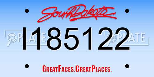 I185122 South Dakota License Plate