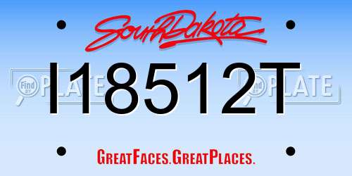 I18512T South Dakota License Plate