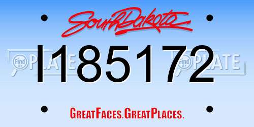 I185172 South Dakota License Plate