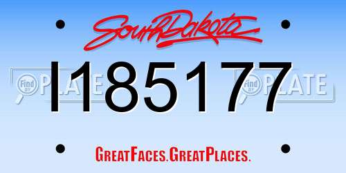 I185177 South Dakota License Plate