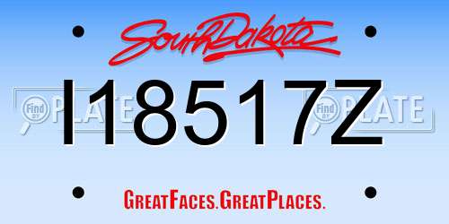 I18517Z South Dakota License Plate