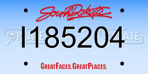 I185204 South Dakota License Plate