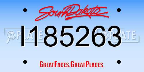I185263 South Dakota License Plate