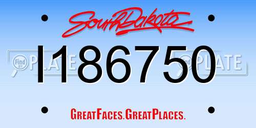 I186750 South Dakota License Plate