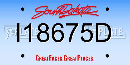 I18675D South Dakota License Plate