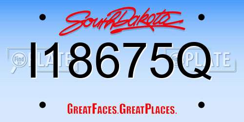 I18675Q South Dakota License Plate