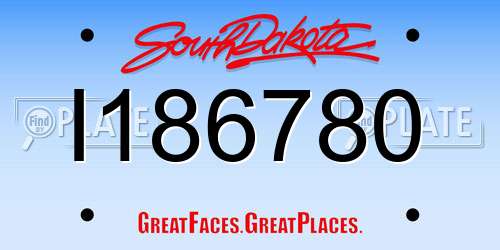 I186780 South Dakota License Plate
