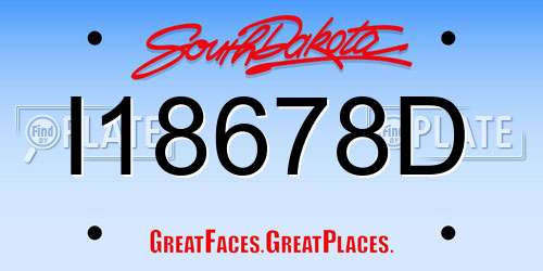 I18678D South Dakota License Plate
