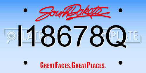 I18678Q South Dakota License Plate