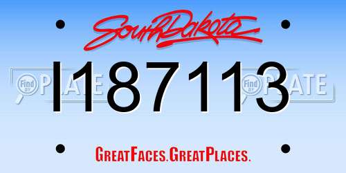 I187113 South Dakota License Plate