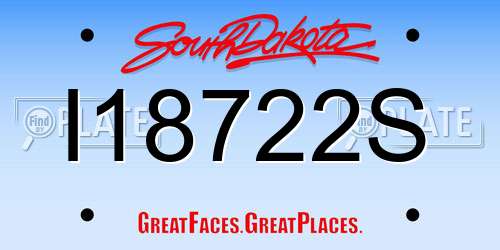 I18722S South Dakota License Plate