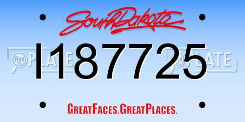 I187725 South Dakota License Plate