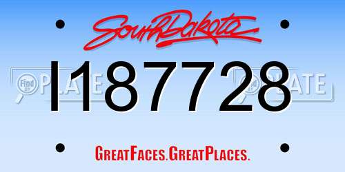 I187728 South Dakota License Plate