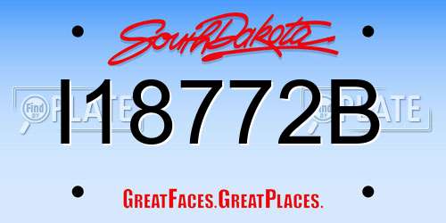 I18772B South Dakota License Plate