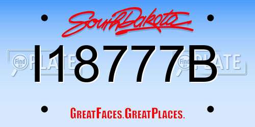 I18777B South Dakota License Plate