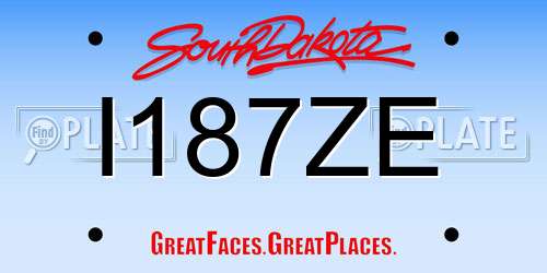 I187ZE South Dakota License Plate